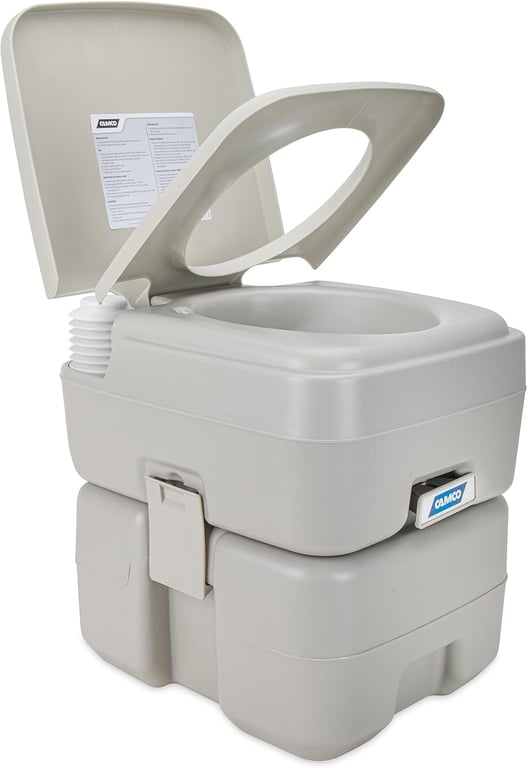 Camco Portable RV Toilet with Detachable Tank, Gray, 5.3 Gallon, 41541
