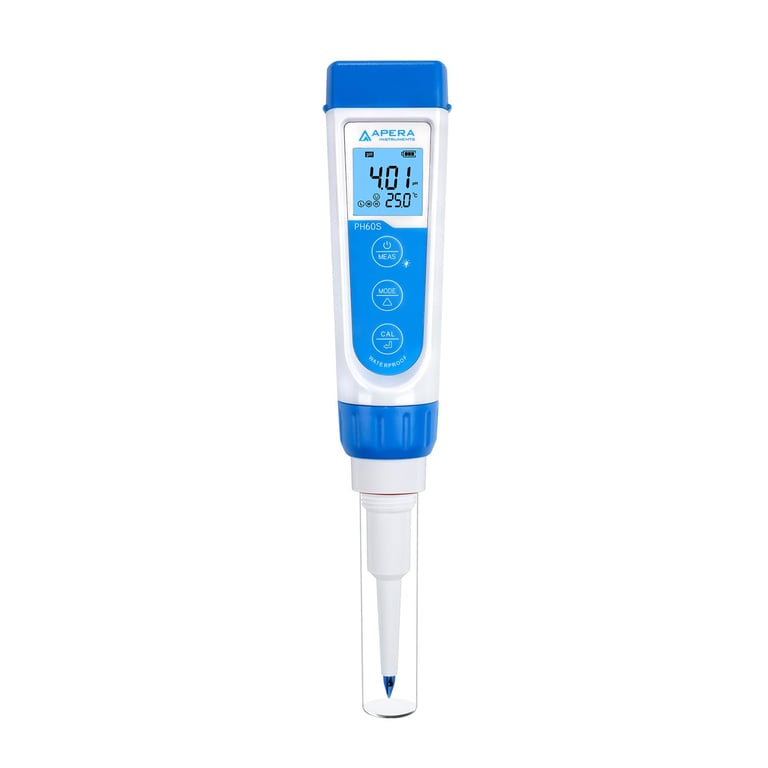 Apera Instruments Premium-Series PH60S Food pH Pocket Tester Kit, Swiss Spear pH Electrode, ±0.01 pH Accuracy, -2.00-16.00 pH Range (AI313)