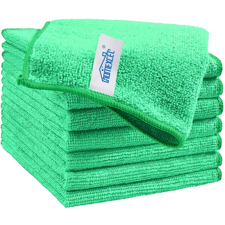 HOMEXCEL Green Microfiber Cleaning Cloths