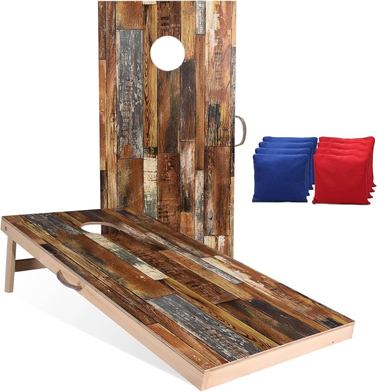 4x2 ft Solid Wood Cornhole Set with 8 Bean Bags, Regulation Size Cornhole Board Set for Adults, Cornhole Game Set for Tailgate Backyard Toss Games Indoor&Outdoor Activities