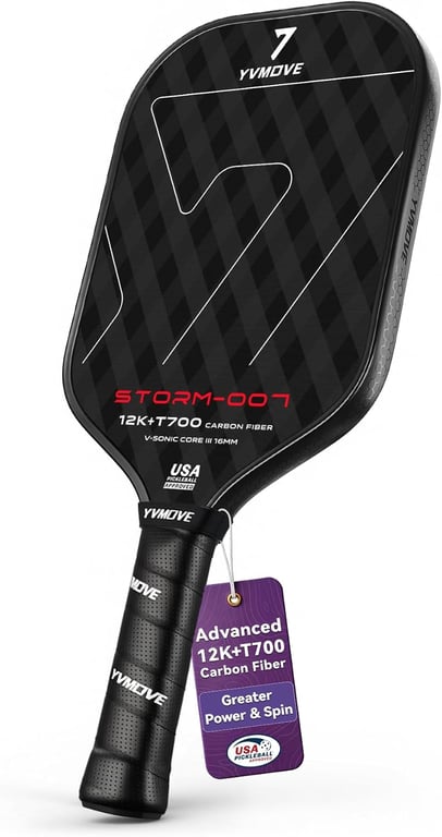 YVmove 16mm Kevlar T700 Carbon Fiber Pickleball Paddle, USAPA Approved