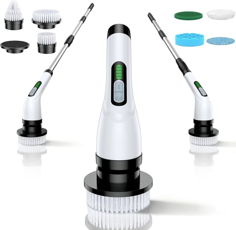 Electric Spin Scrubber for Bathroom: Shower Cleaner Brush with Long Handle