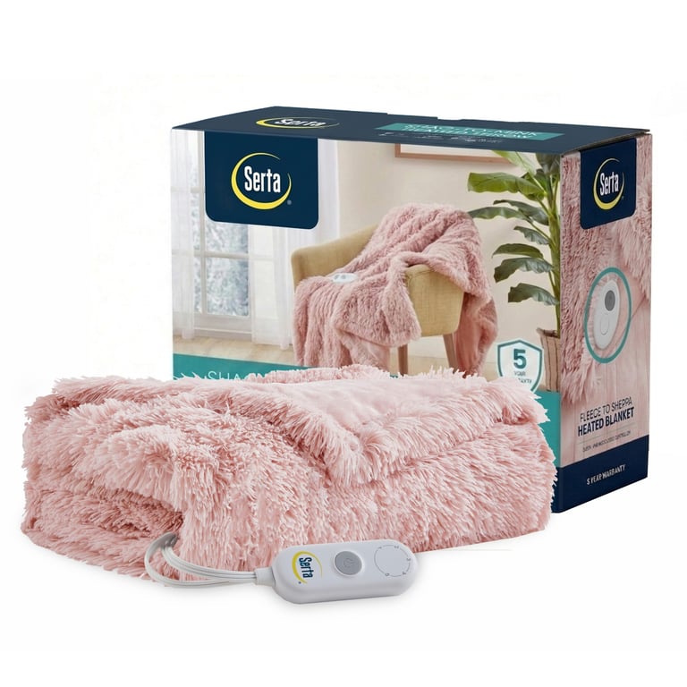 Serta Mila Shaggy Heated Throw