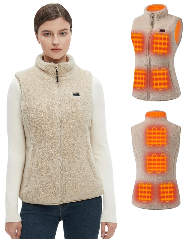 Hecusma Women's Sherpa Heated Vest