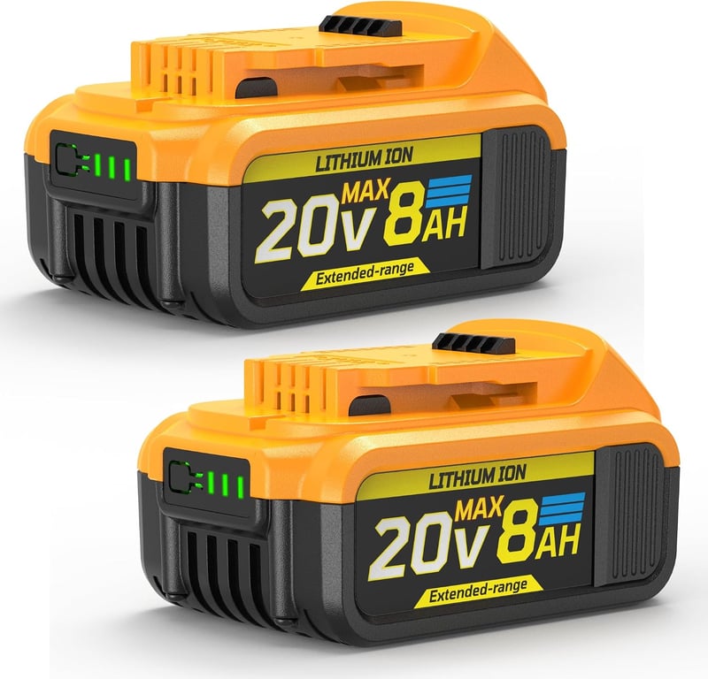8Ah Replacement Compatible for Dewalt 20V Max Battery with High Capacity | Cordless Power Tools 20 Volt Baterías DCB201 DCB203 DCB204 DCB205 DCB205c DCB205-2 DCB206 2 Pack Batteries Pilas