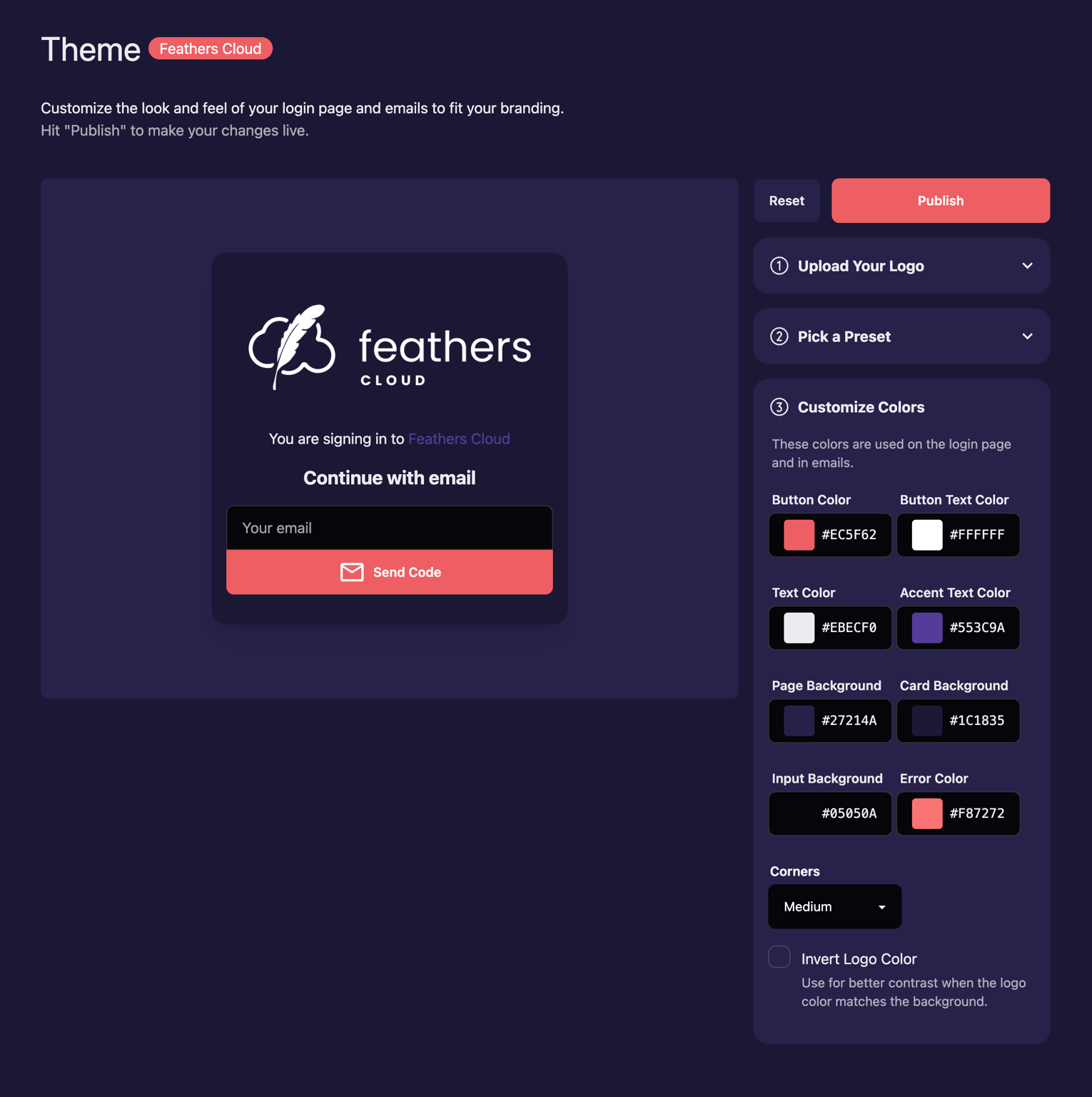 Customize your Login page theme