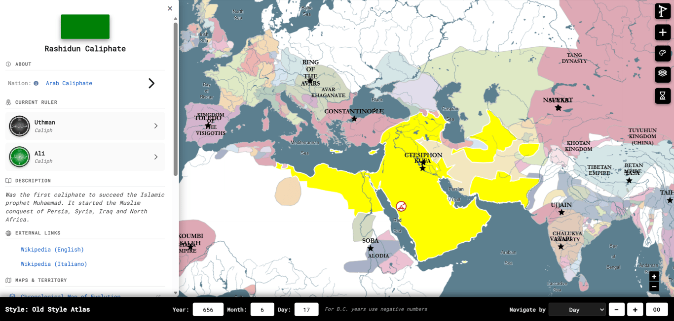 Maximal Extension of the Rashidun Caliphate