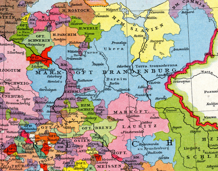 The Margraviate of Brandenburg around 1220