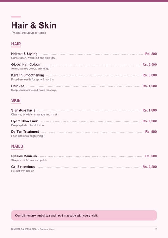 07 Salon Spa Service Menu · page 2