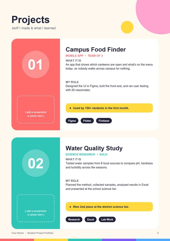 19 Student Project Portfolio · page 3