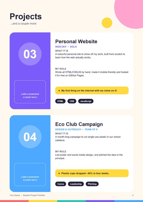 19 Student Project Portfolio · page 4