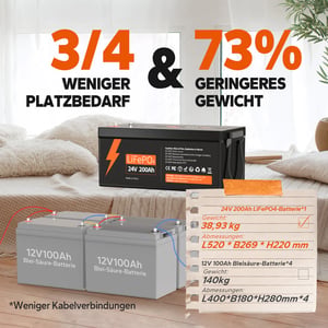 LiFePO4 24V 200Ah Group 8D Deep Cycle Lithium Batterie