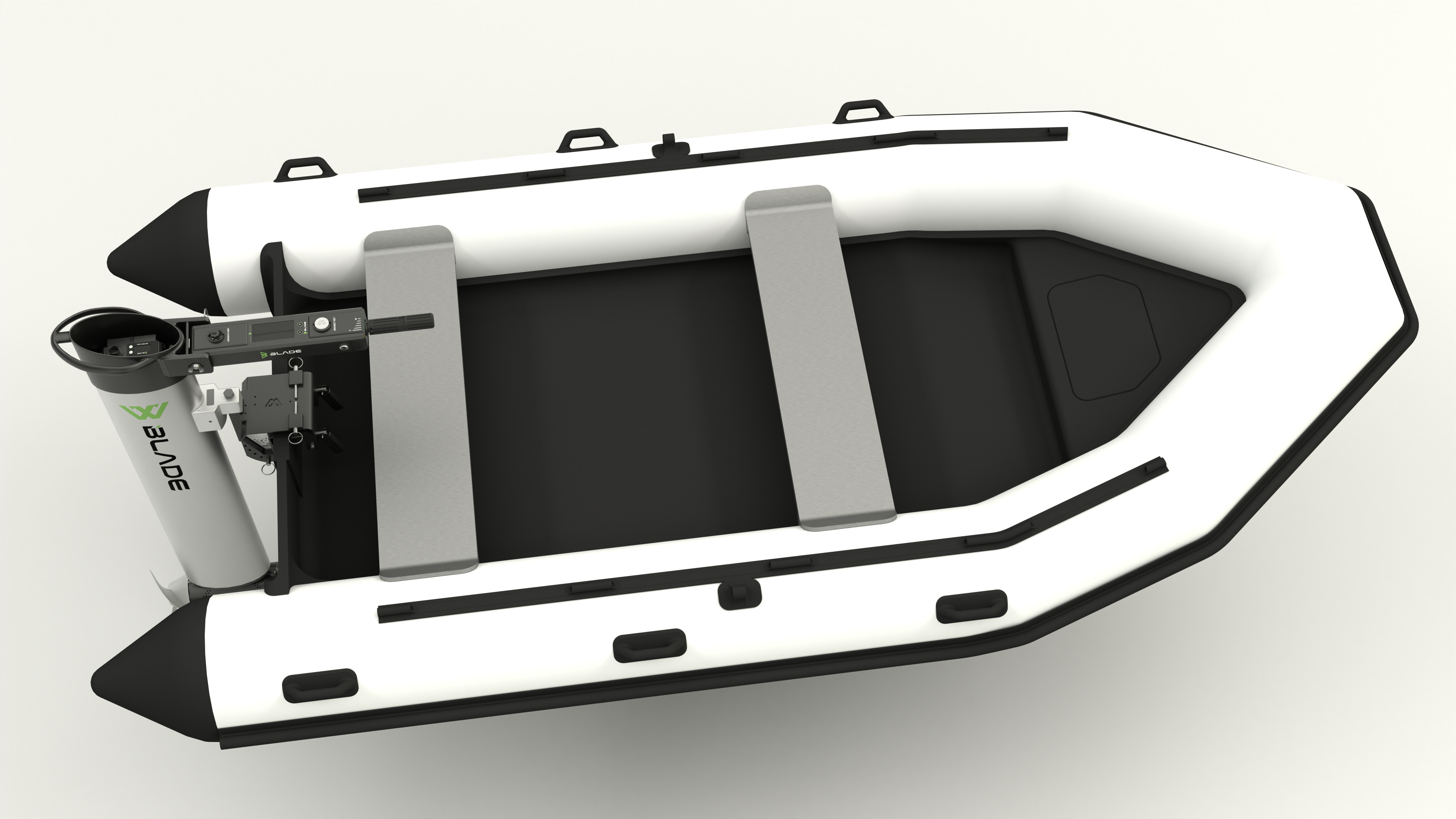 Electric motor with battery for inflatable boats