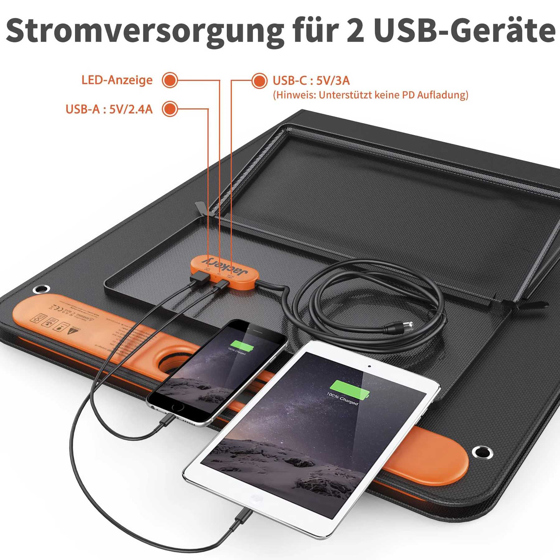 <p>Lieferumfang Jackery 100W Solarpanel SolarSaga </p>