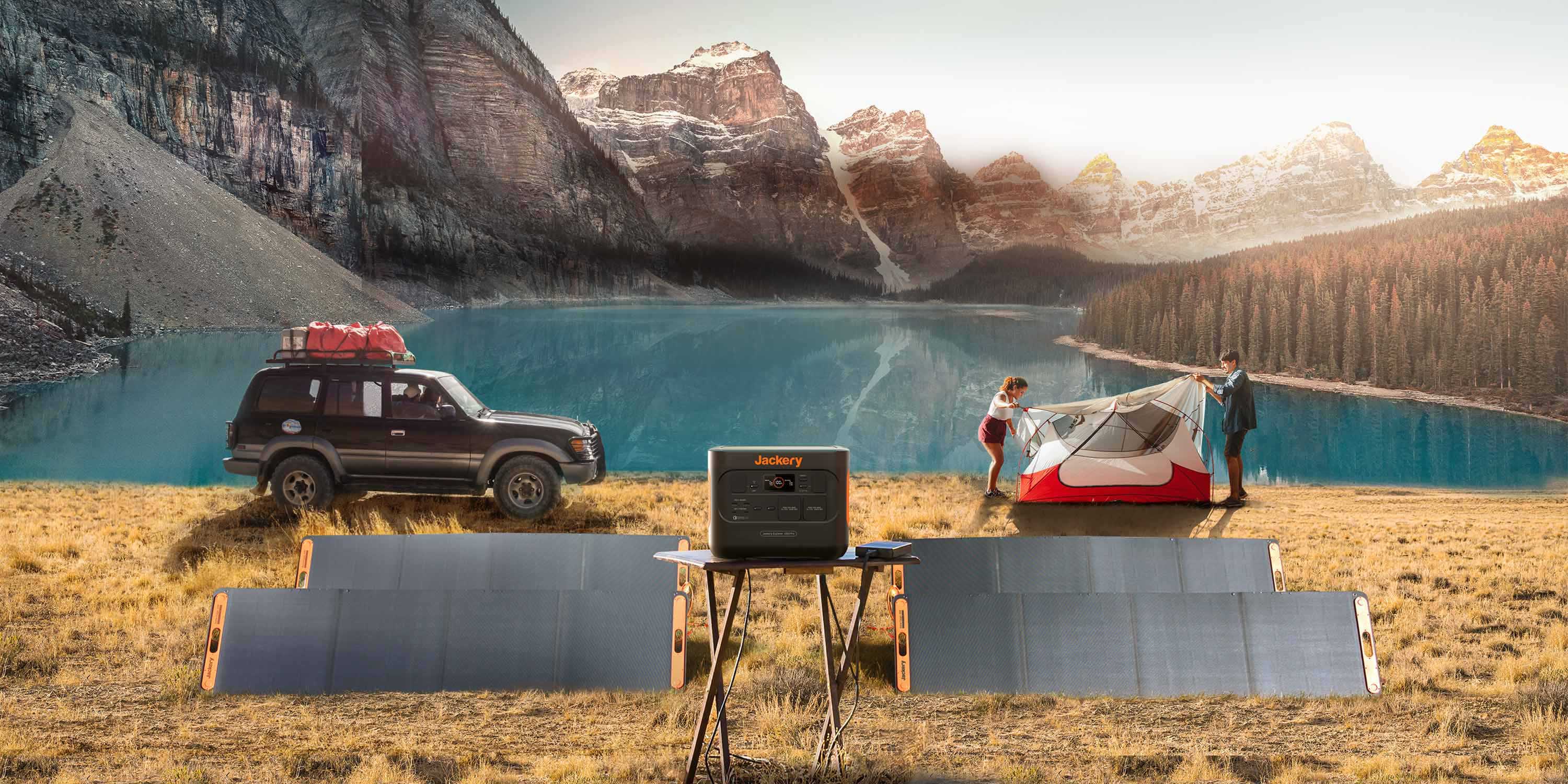 <p>Jackery Explorer 1000 Pro in Kombination mit Solar</p>