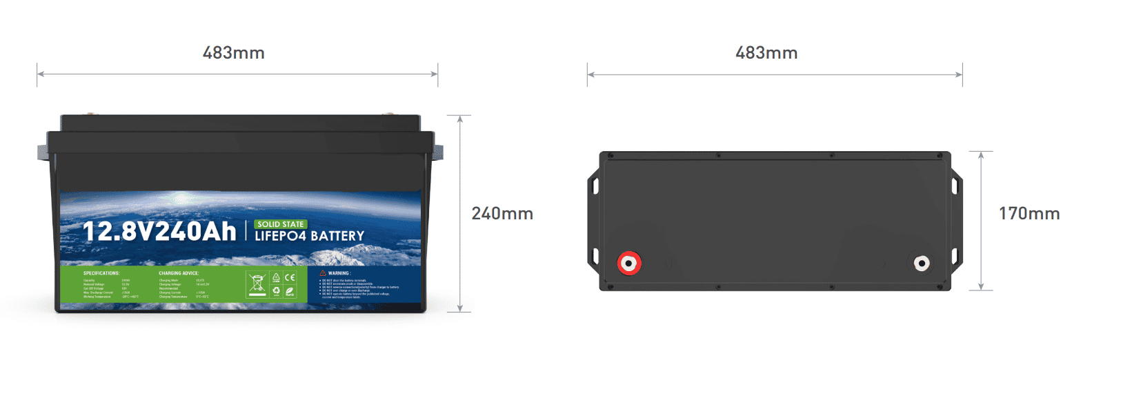 Dimensioni della 12V 120Ah Solid State