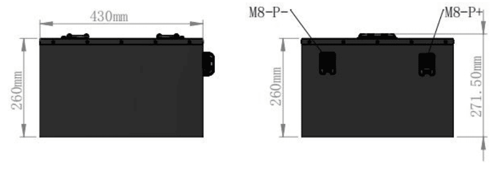 Dimensioni della 12V 120Ah Solid State
