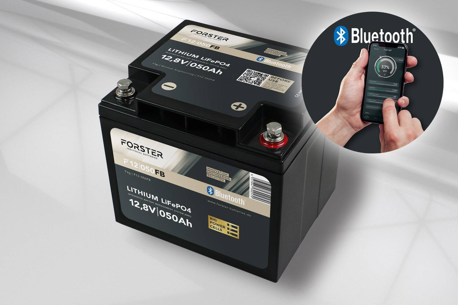 12 V 50 Ah Forster Fishing Battery with Bluetooth