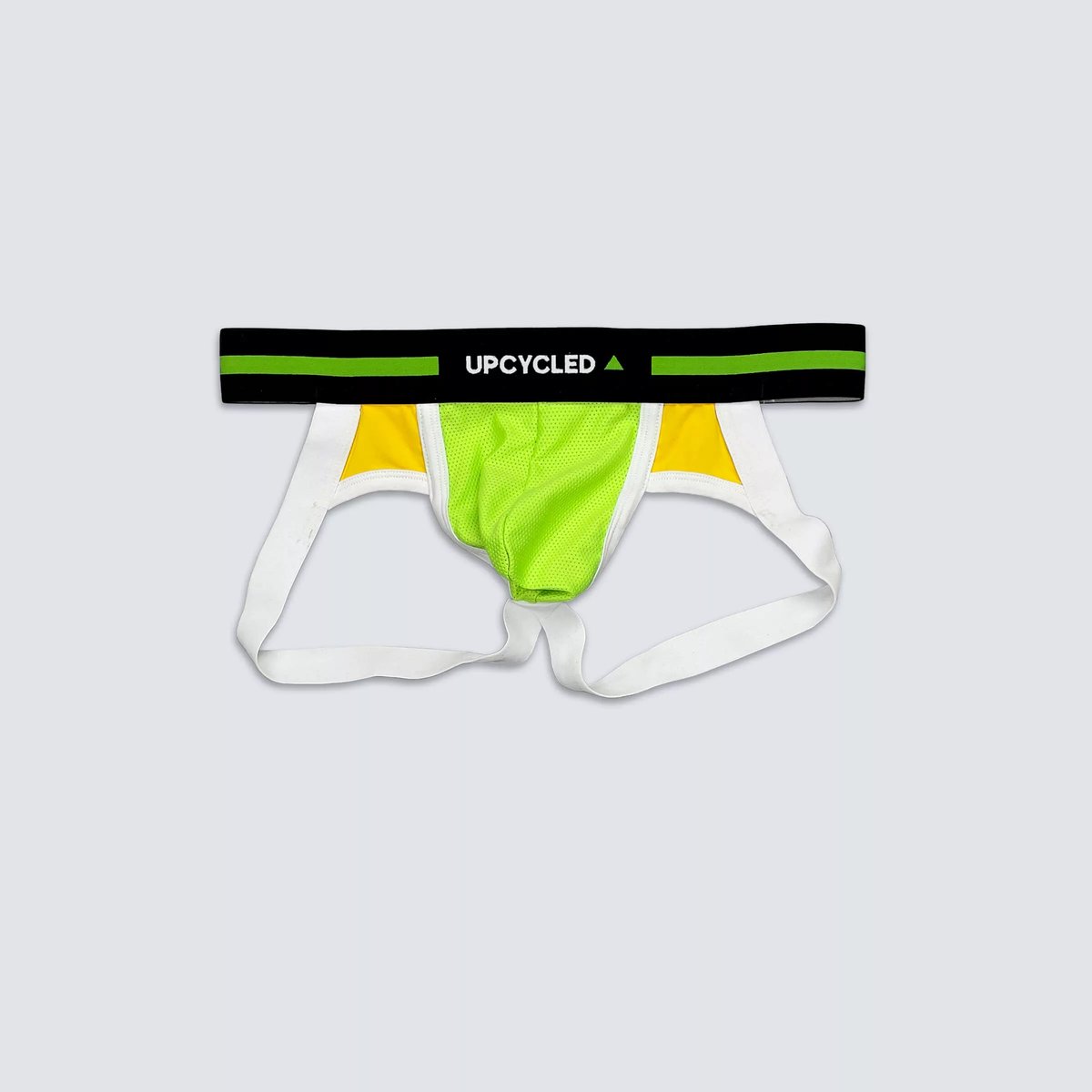 Upcycled Jock Mesh Green and Yellow - Image 3
