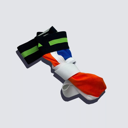 Upcycled Jock Mesh Orange and Blue