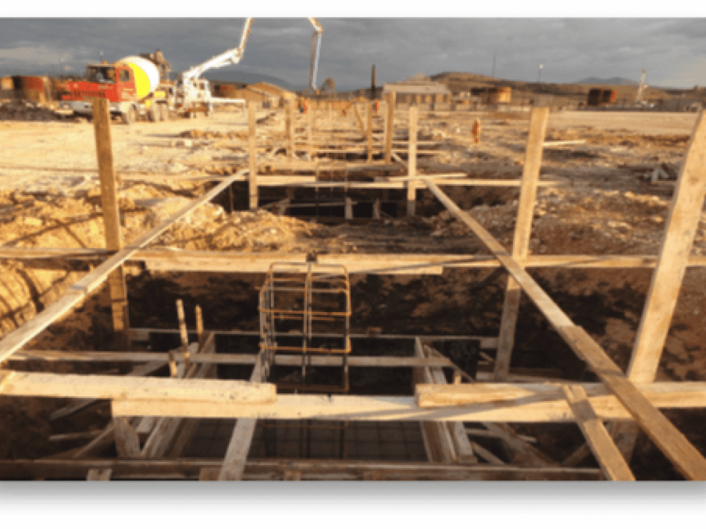 Punimet për betonimin e themeleve të strukturës