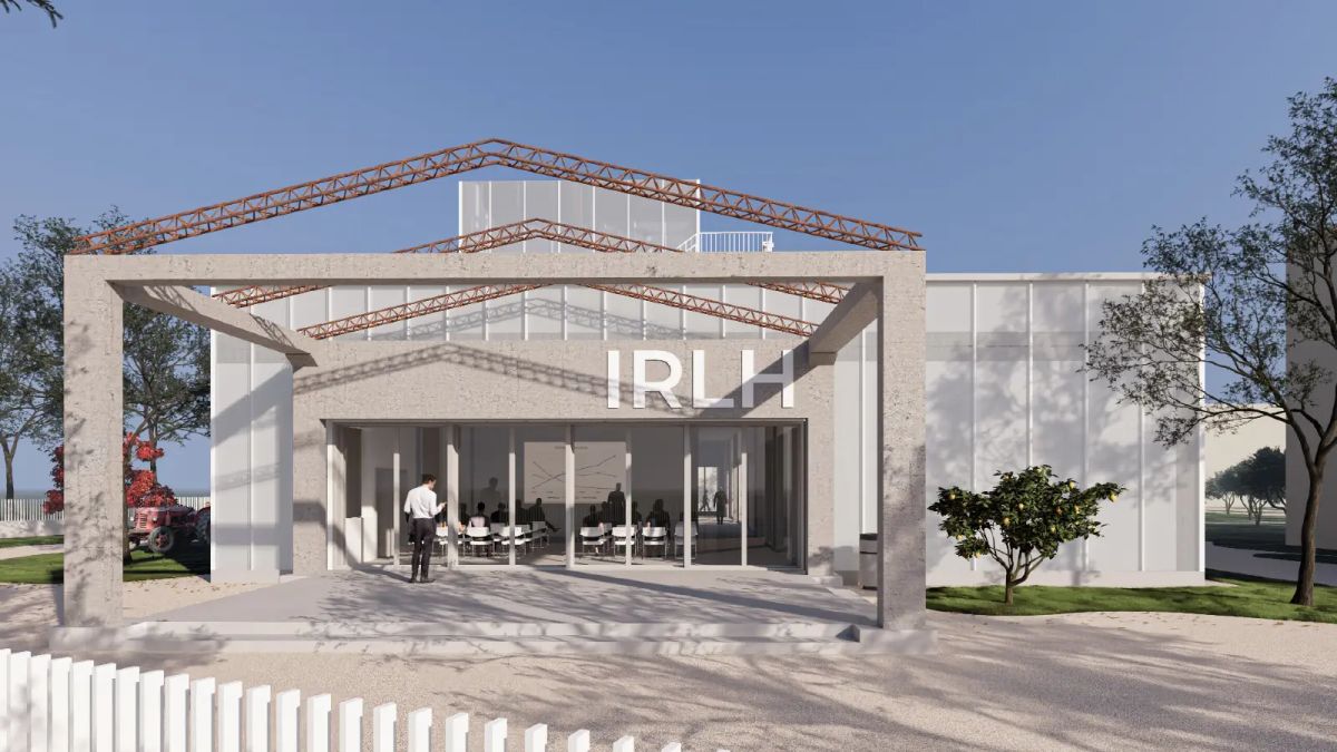 Render i sallës së prezantimeve të laboratorit, pamje nga jashtë