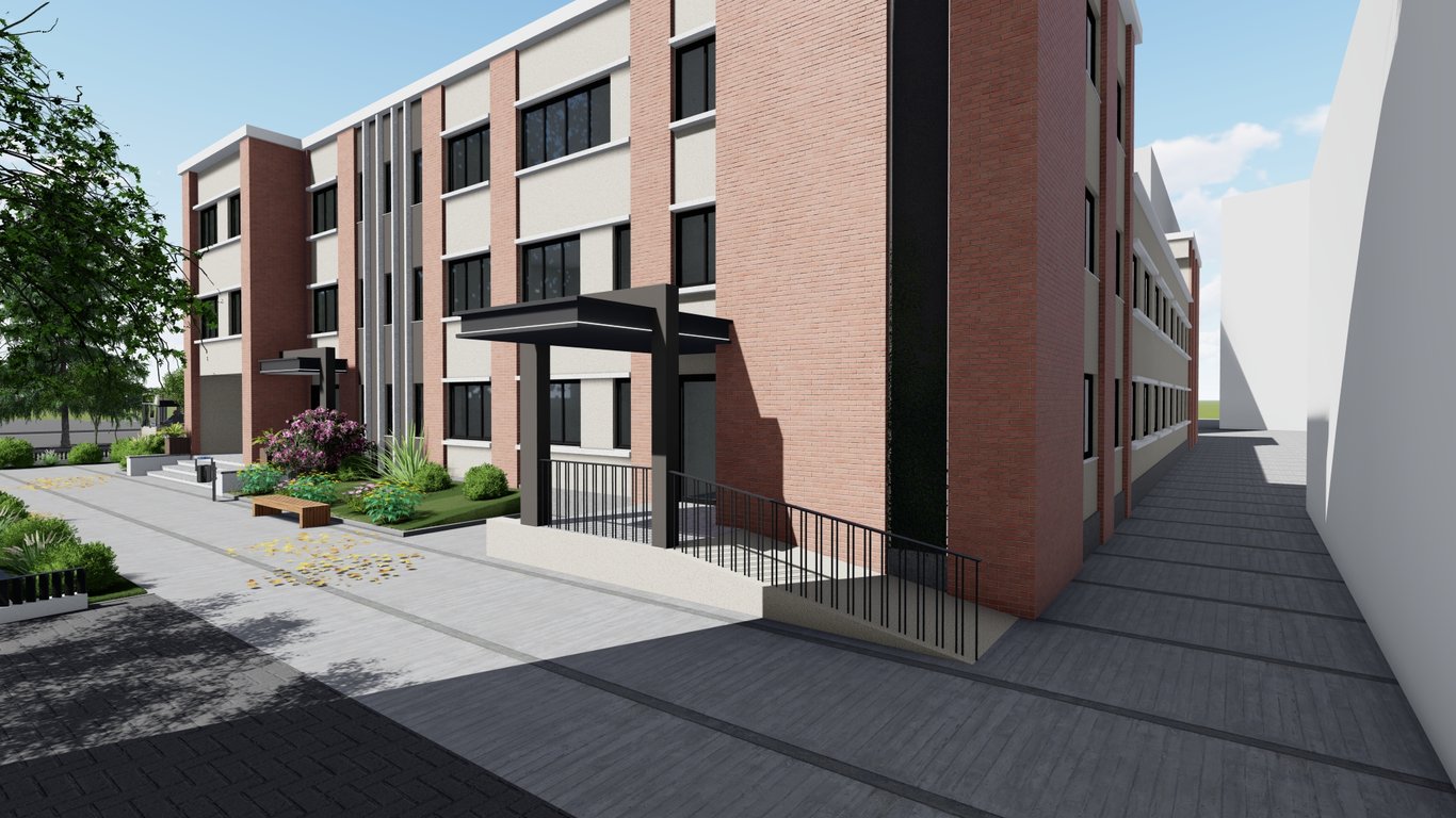 Renderim aksonometrik i poliklinikës së specialiteteve