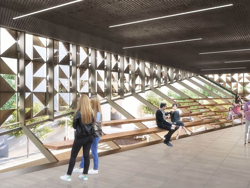 Pamje e brendshme e renderuar e objektit Rainbow Center