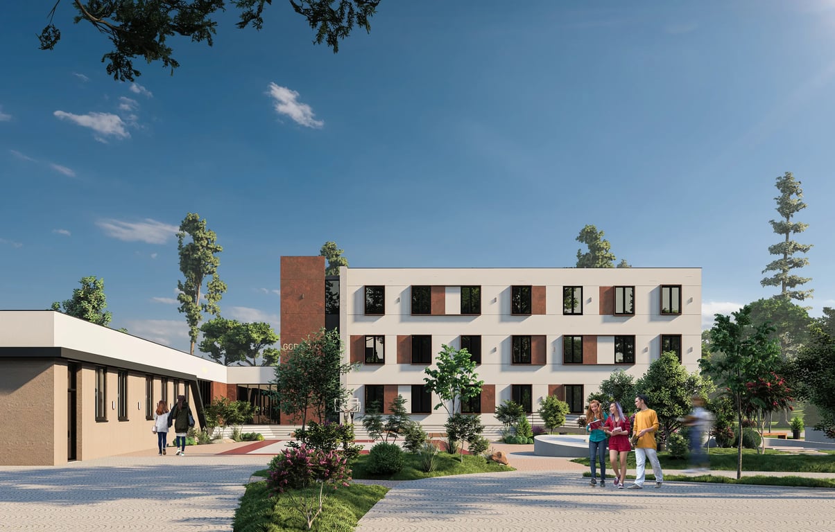 Render i pamjes ballore dhe oborrit të kampusit