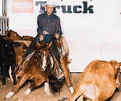 Bobby Ingersoll working cattle in competition — NRCHA reined cow horse