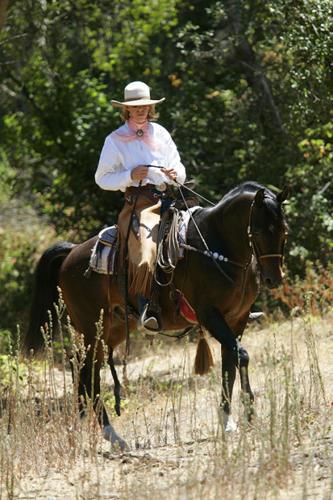 Sheila Varian on horseback at Varian Arabians