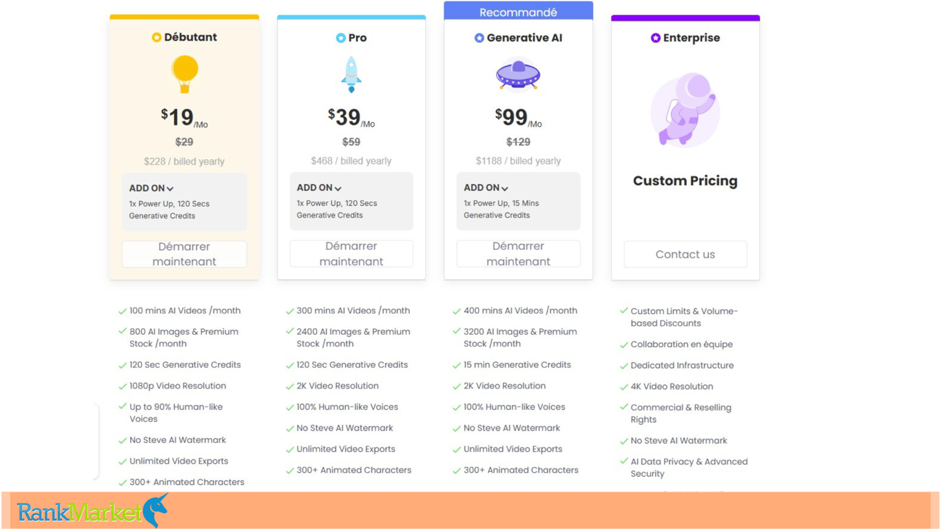 Prices Of Licensed Steve Ai Packages On The Homepage.