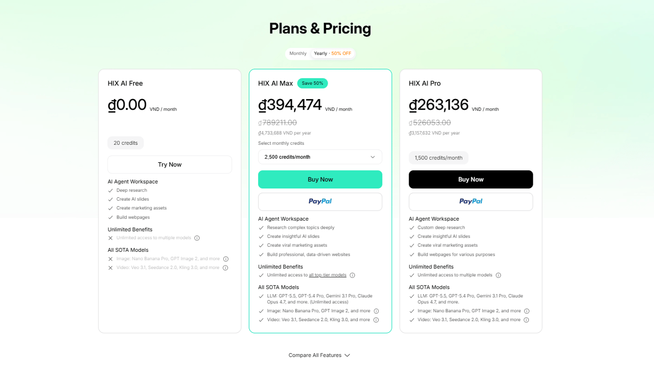 hix-ai-saas-licensing-matrix-comparing-free-pro-and-max-pricing