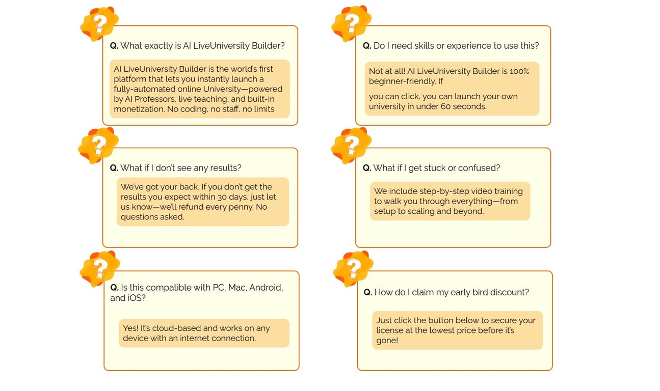 AI Live University Builder FAQs