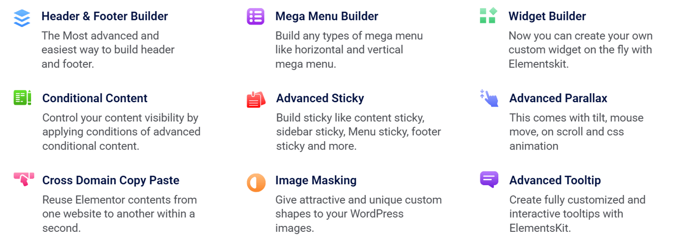 Advanced ElementsKit features for Elementor WordPress websites