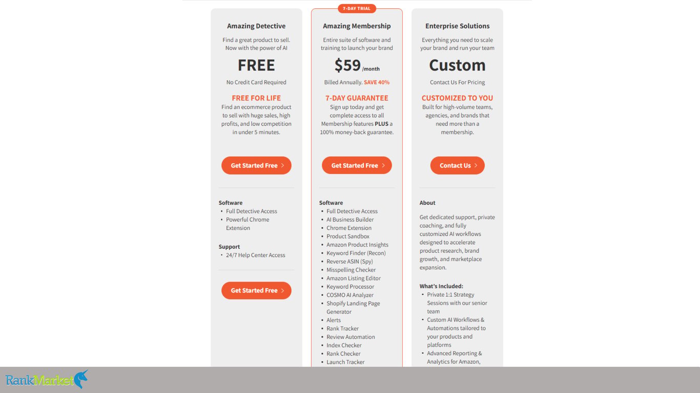 Three-Column-Subscription-Pricing-Table-Comparing-Amazing-Detective-For-Free-Amazing-Membership-At-59-Dollars-Per-Month-And-Custom-Enterprise-Solutions