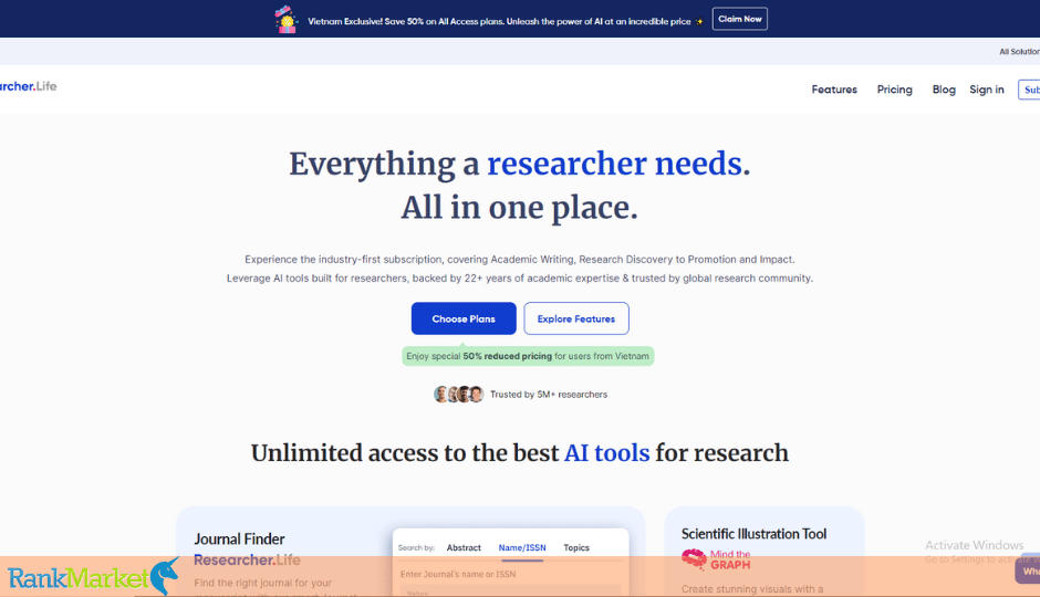 Researcher.life Homepage