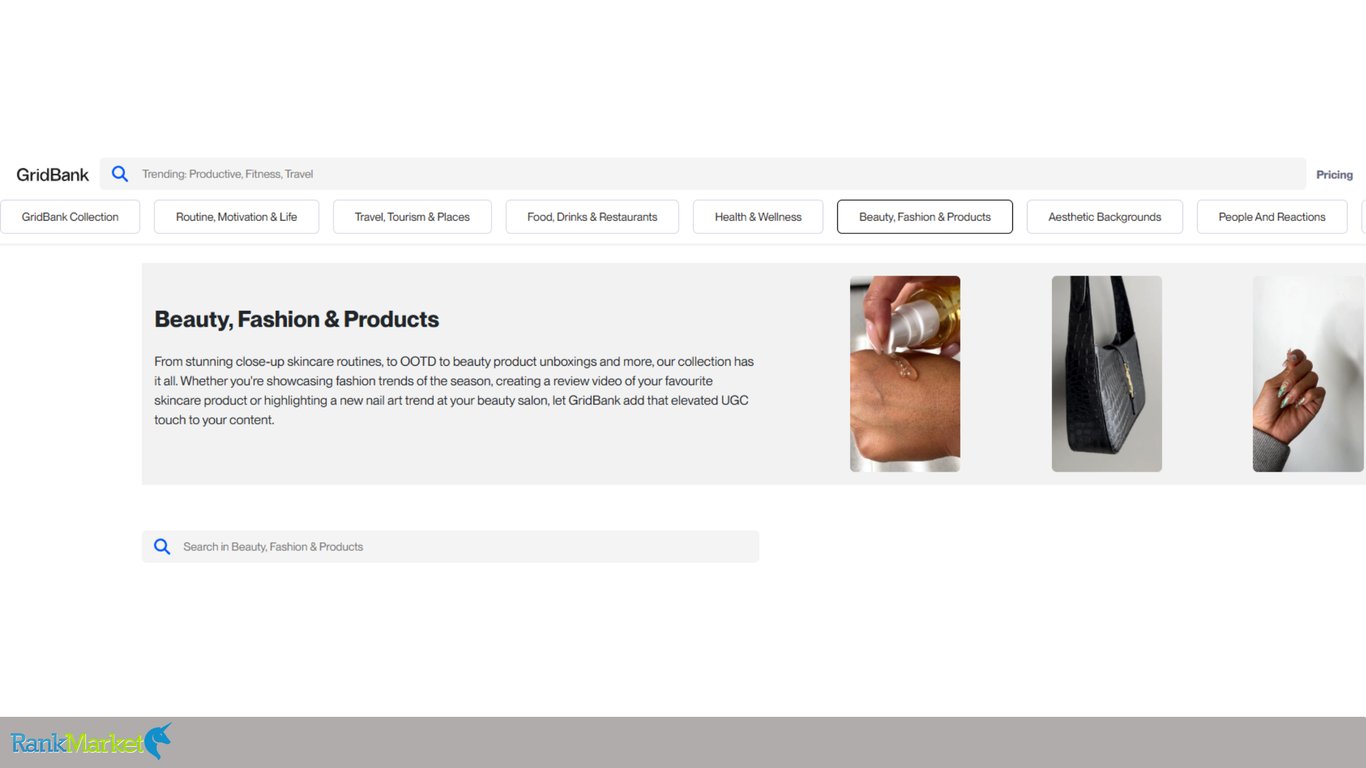 Beauty-Fashion-And-Products-Hub-On-Gridbank-Website-Showing-Preview-Stills-Of-Skincare-Application-Handbags-And-Nail-Art-Closeups