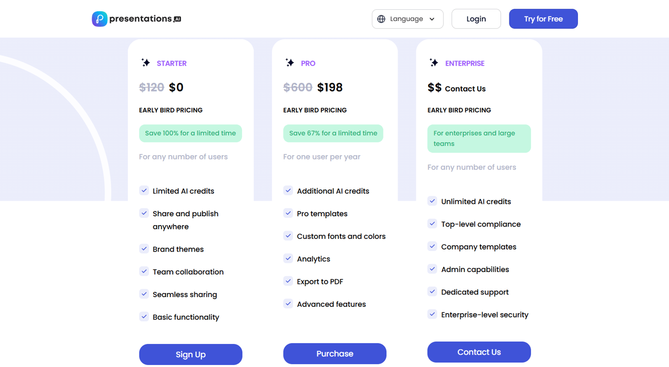 presentations-ai-pricing-plans