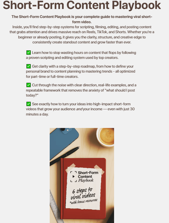 Short-Form-Content-Playbook-benefits-list-covering-scripting-and-six-steps-to-viral-videos-mockup