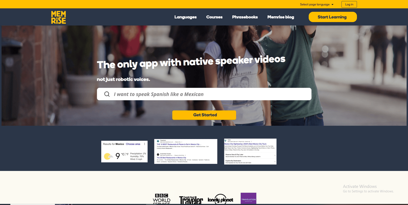 Memrise homepage