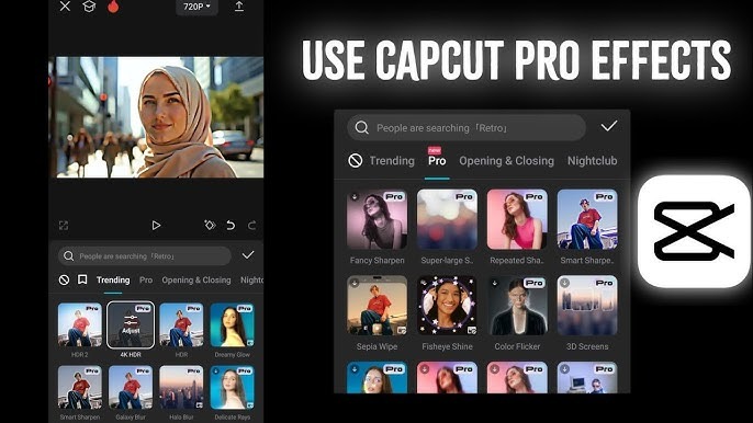 CapCut Pro cinematic filters and smooth motion effects preview in video editing timeline