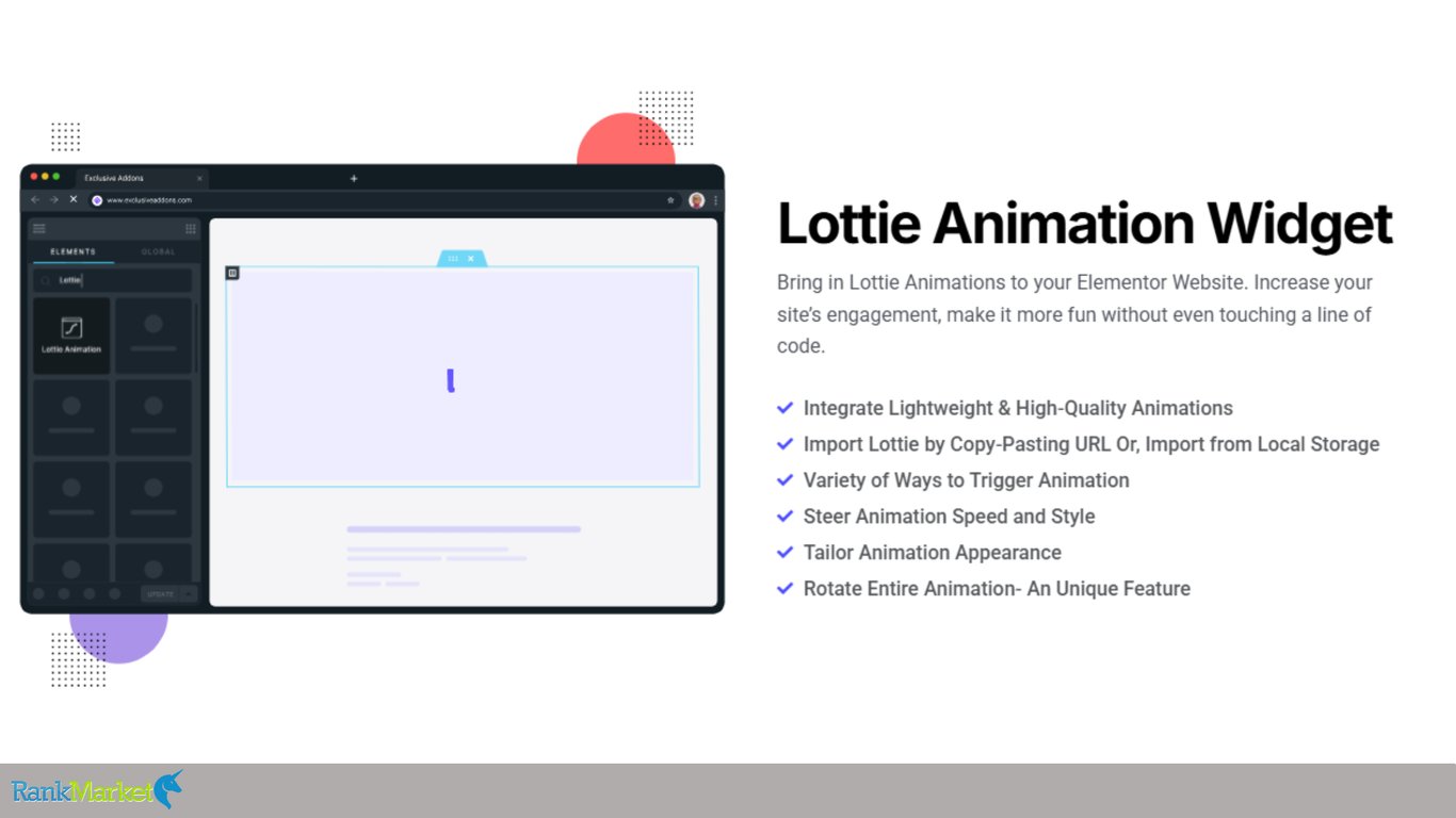 Exclusive Addons Lottie Animation Widget Dynamic Motion Effects For Elementor