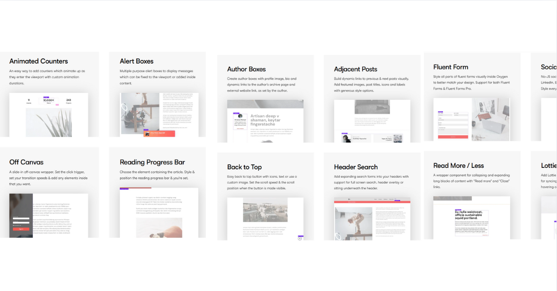 Highlighted features of OxyExtras add-on for Oxygen Builder