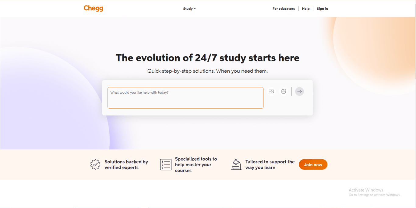 Chegg Study homepage
