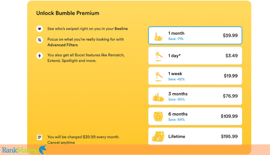 Bumble Pricing