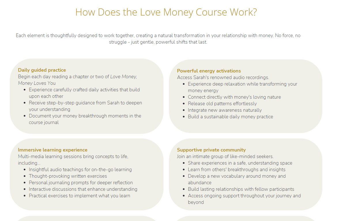 Love-Money-Course-framework-covering-daily-guided-practice-energy-activations-and-private-community