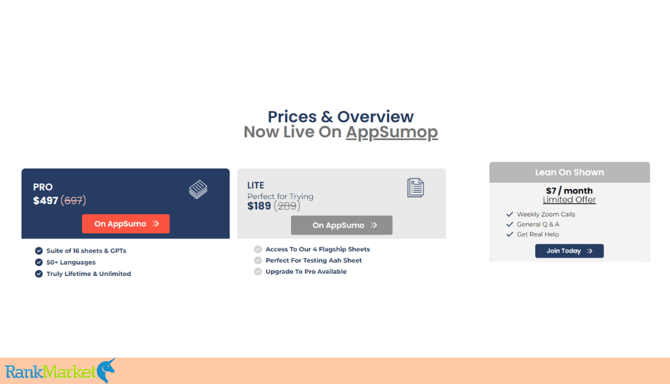 Aahsheet Pricing