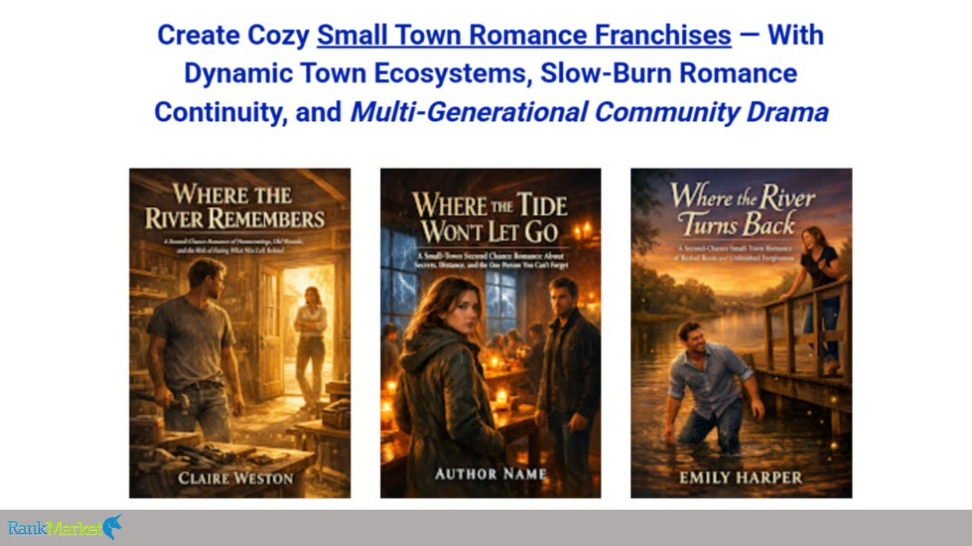 Small-Town-Romance-Franchises-Prompts-Banner-With-Three-Romance-Novel-Covers