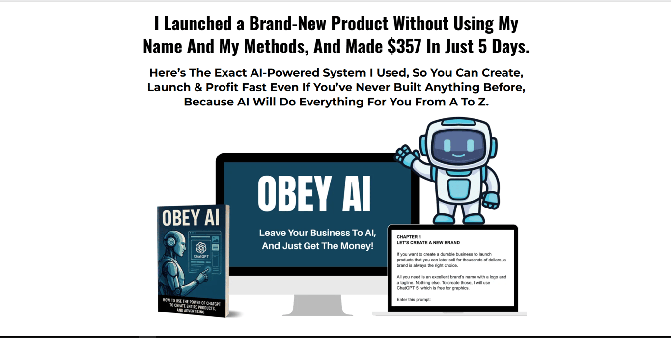 Obey AI homepage 